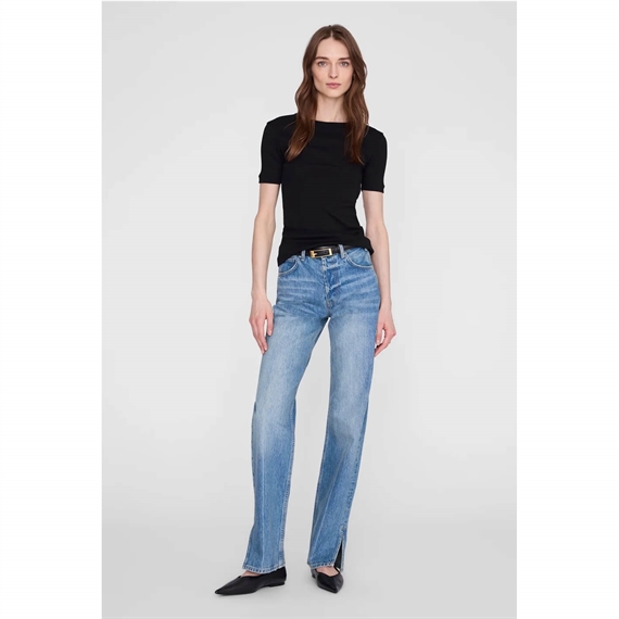 Anine Bing Sixtine Short Sleeve T-Shirt, Sort